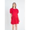 English Factory Women’s Knit Woven Mixed Dress(Red)