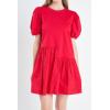 English Factory Women’s Knit Woven Mixed Dress(Red)