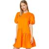 English Factory Women’s Knit Woven Mixed Dress(Orange)