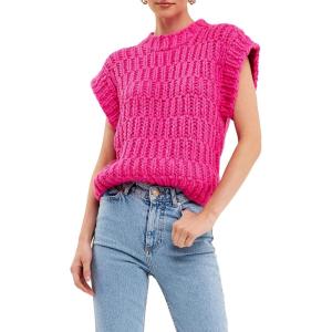 English Factory Women’s Chunky Knit Sweater Vest(Fuchsia)