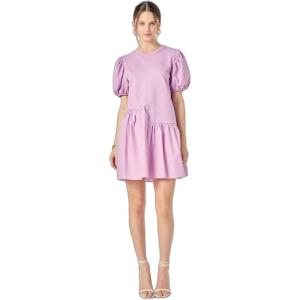 English Factory Women’s Knit Woven Mixed Dress(Lilac)