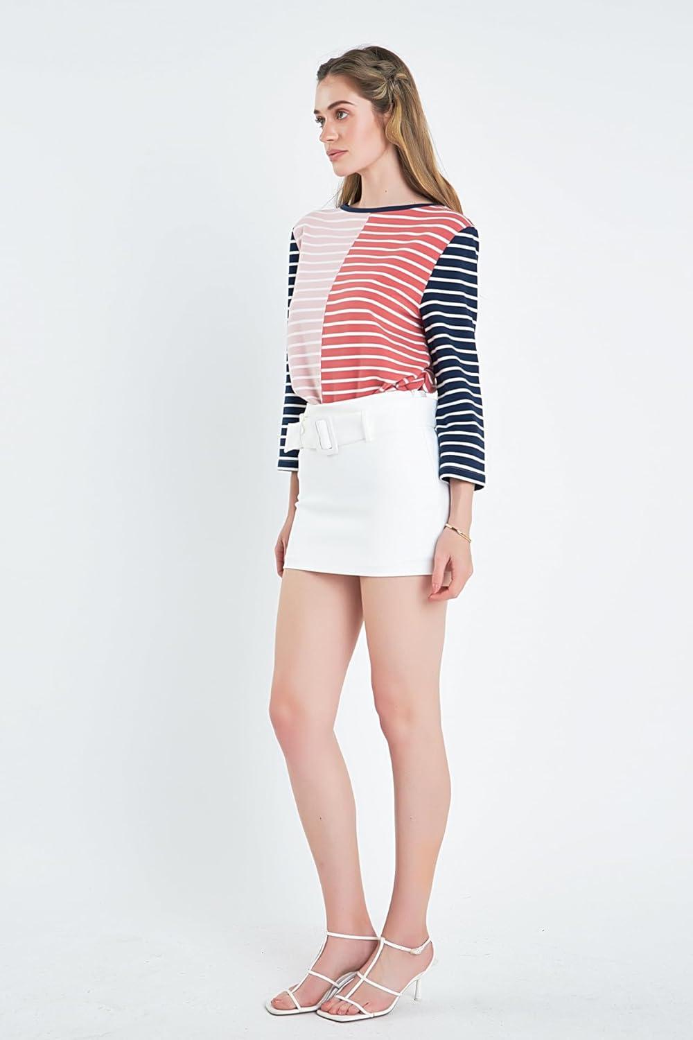 image:imageEnglish Factory Womens Striped Color Blocked 34 Length Sleeve Tee Multi S