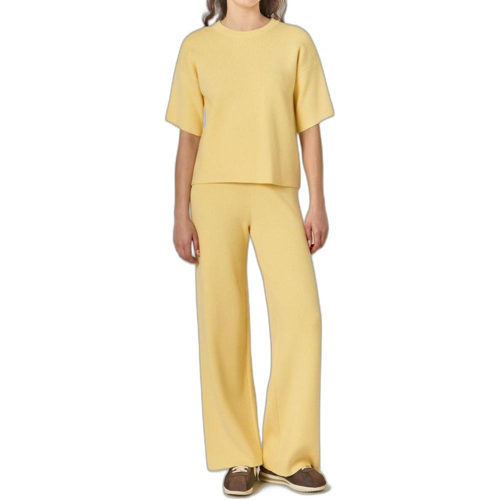 image:imageEnglish Factory Womens Collar Knit Half Sleeves TopButter Yellow