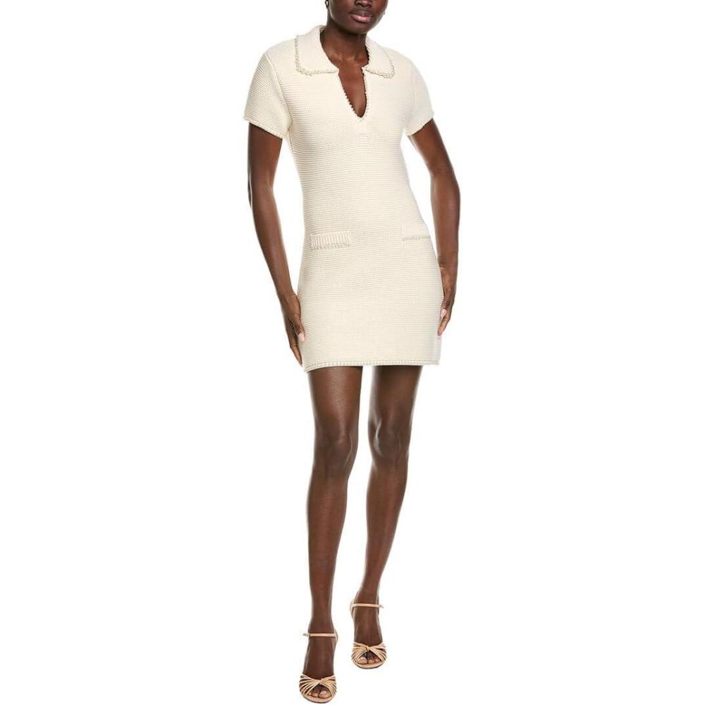 image:imageEnglish Factory Womens Knit Pearl Detail Mini Dress Xs Ivory