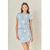 English Factory Women’s 3D Flower Knit Top(Powder Blue/White)