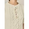 English Factory Women’s Cable Puff Sleeve Knit with Flower Details(Off-white)