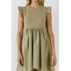 English Factory Women’s Knit Poplin Mixed Mini Dress, Sage, M
