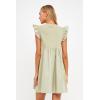 English Factory Women’s Knit Poplin Mixed Mini Dress, Sage, XS