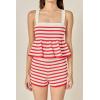 English Factory Women’s Knitted Stripe Sleeveless Peplum Top(White / Red)