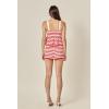English Factory Women’s Knitted Stripe Sleeveless Peplum Top(White / Red)