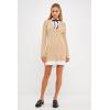 English Factory Women’s Mixed Media Cable Knit Sweater Dress, Oatmeal, M