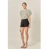 English Factory Women’s Puff Sleeve Knit Cotton Top(Ivory/Green)