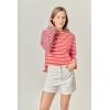English Factory Women’s Stripe Colorblock Long Sleeve Tee(Red Multi)