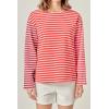 English Factory Women’s Stripe Colorblock Long Sleeve Tee(Red Multi)