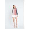 English Factory Women’s Striped Color Blocked 3/4 Length Sleeve Tee, Multi, S