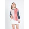 English Factory Women’s Striped Color Blocked 3/4 Length Sleeve Tee, Multi, S