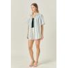 English Factory Women’s Striped Short Sleeve Top(Blue Multi)