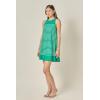 English Factory Women’s The Clara Pleated A-Line Knit Stripe Mini Dress(Green/White)