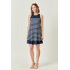 English Factory Women’s The Clara Pleated A-Line Knit Stripe Mini Dress(Navy/White)