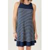 English Factory Women’s The Clara Pleated A-Line Knit Stripe Mini Dress(Navy/White)