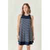 English Factory Women’s The Clara Pleated A-Line Knit Stripe Mini Dress(Navy/White)