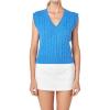 English Factory Women’s Cable Knit Chunky Vest, Blue, M