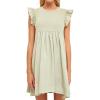 English Factory Women’s Knit Poplin Mixed Mini Dress, Sage, XS