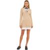 English Factory Women’s Mixed Media Cable Knit Sweater Dress, Oatmeal, M