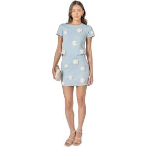 English Factory Women’s 3D Flower Knit Top(Powder Blue/White)