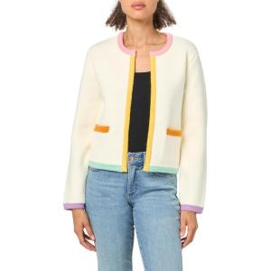 English Factory Women’s Color Block Sweater Cardigan(Ivory)