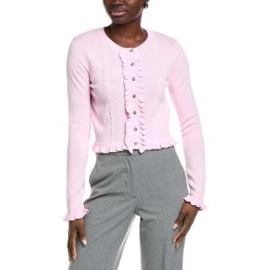 English Factory Womens Ruffle Placket Knitted Cardigan, Xs, Pink