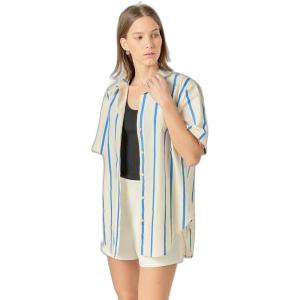 English Factory Women’s Striped Short Sleeve Top(Blue Multi)