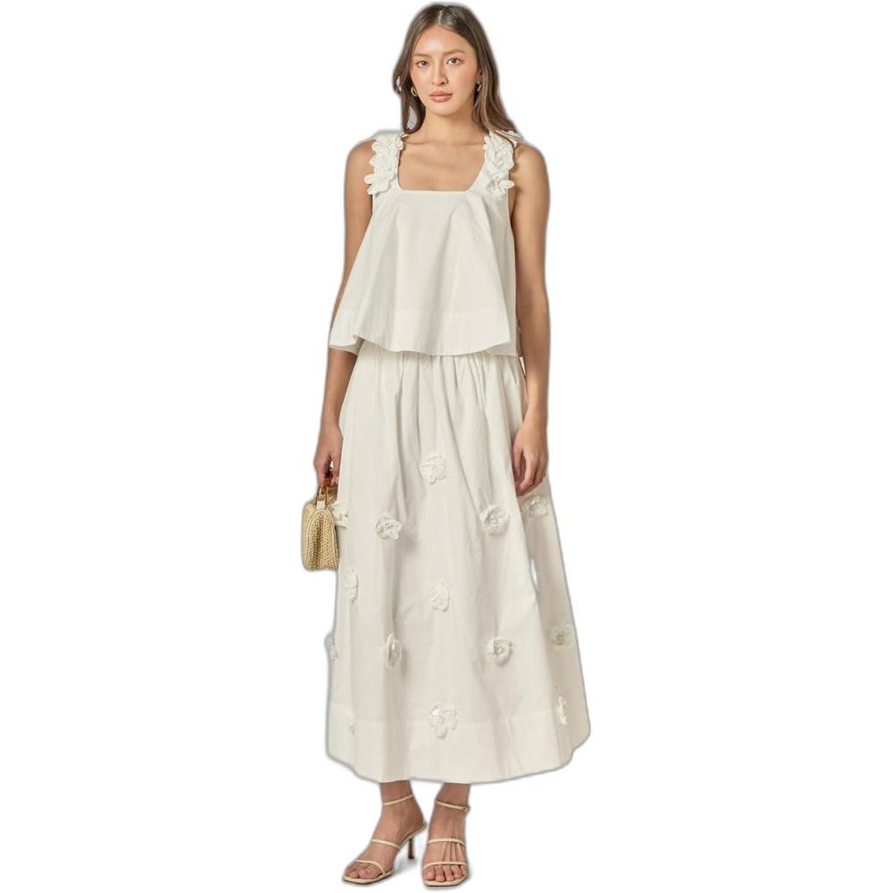 image:imageEnglish Factory Womens 3D Flower Sleeveless TopWhite