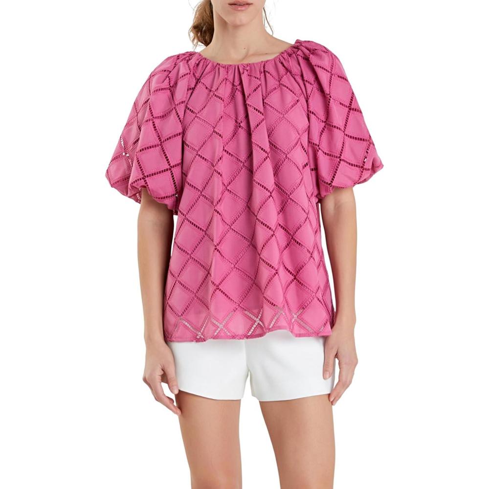 image:imageEnglish Factory Womens Embroidered Cotton Top S Berry Pink