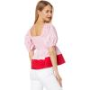 English Factory Color-Block Smocked Top Pink/Red XS