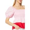 English Factory Color-Block Smocked Top Pink/Red XS
