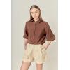 English Factory Women’s Balloon Sleeve Blouse(Chocolate Brown)
