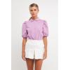 English Factory Women’s Button Closure Puff Sleeve Top, Lilac, M