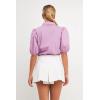 English Factory Women’s Button Closure Puff Sleeve Top, Lilac, S