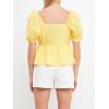 English Factory Women’s Check Print Puff Sleeves Top, Yellow, S