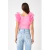 English Factory Women’s Contrast Organza Top, Pink, M