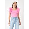 English Factory Women’s Contrast Organza Top, Pink, M