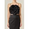 English Factory Women’s Floral Tube Cropped Top(Black)