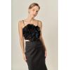 English Factory Women’s Floral Tube Cropped Top(Black)