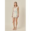 English Factory Women’s Flower Embroidery Crochet Top(Off-white)