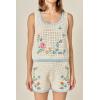 English Factory Women’s Flower Embroidery Crochet Top(Off-white)