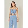 English Factory Women’s Gingham Twist Crop Top(Blue)