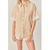 English Factory Women’s Linen Lace Shirt(Beige/White)