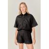 English Factory Women’s Linen Lace Shirt(Black)