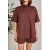 English Factory Women’s Linen Lace Shirt(Chocolate Brown)